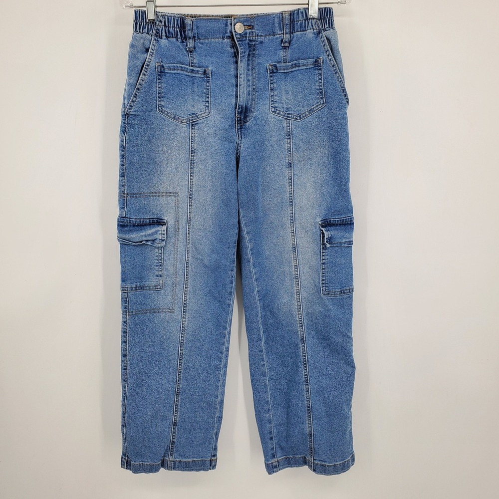 Madden NYC Wide Leg Cargo‎ Pocket Girl's Stretch Waist Jeans Size Large